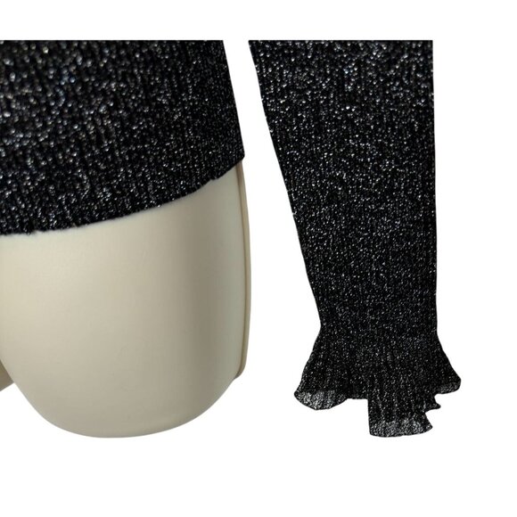 Ted Baker Dvana Frilled Trim Ribbed Sweater Black Metallic NWT - Size XS - Picture 5 of 10